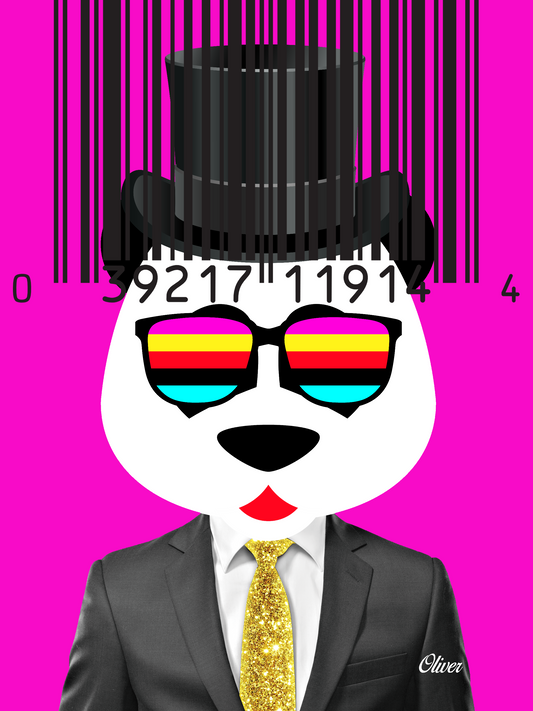 Animals Art Panda Bar Code Hot Pink